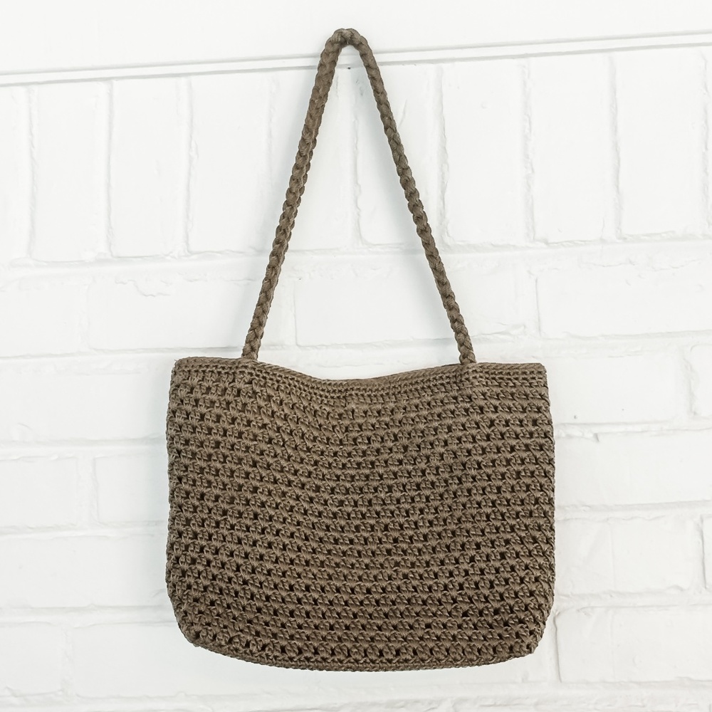 Lina Light Brown Crochet Woven Bag - Picture 2 of 7